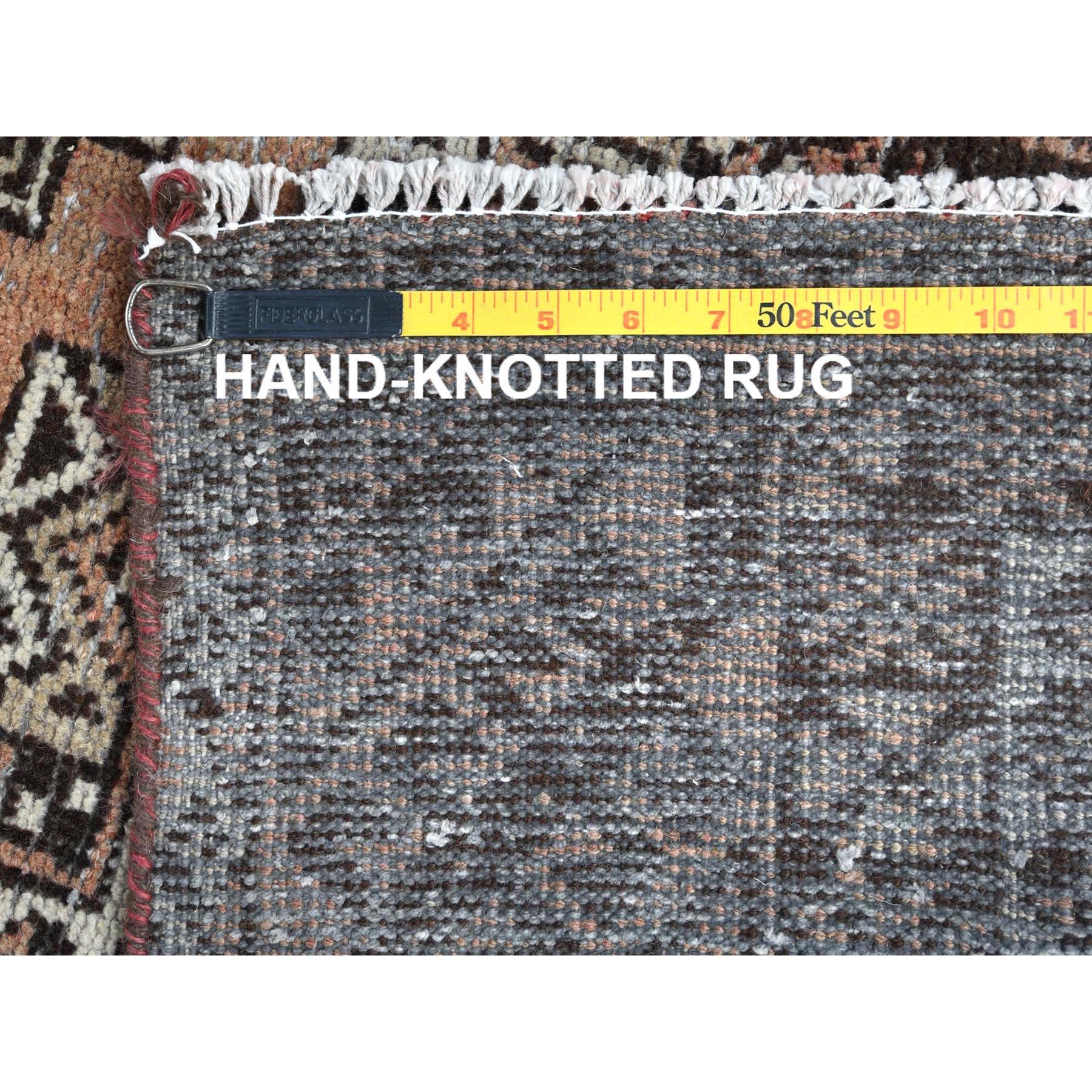Almond Brown, Hand Knotted Vintage Persian Baluch, Worn Wool Distressed Look Rug For Sale 1
