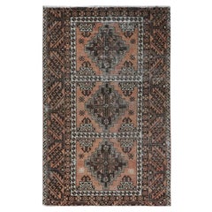 Almond Brown, Hand Knotted Vintage Persian Baluch, Worn Wool Distressed Look Rug