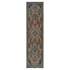 Almond Brown Worn Wool Hand Knotted Retro Persian Lilahan Distressed Look Rug