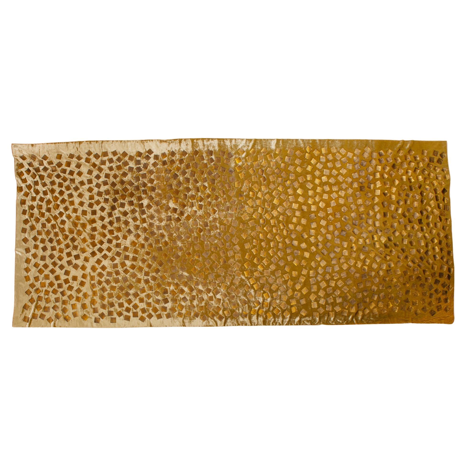Textile Design Fabric : Almond-Colored Velvet with Bronze Print