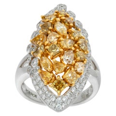 Bague en or blanc 18K diamant en forme d'amande