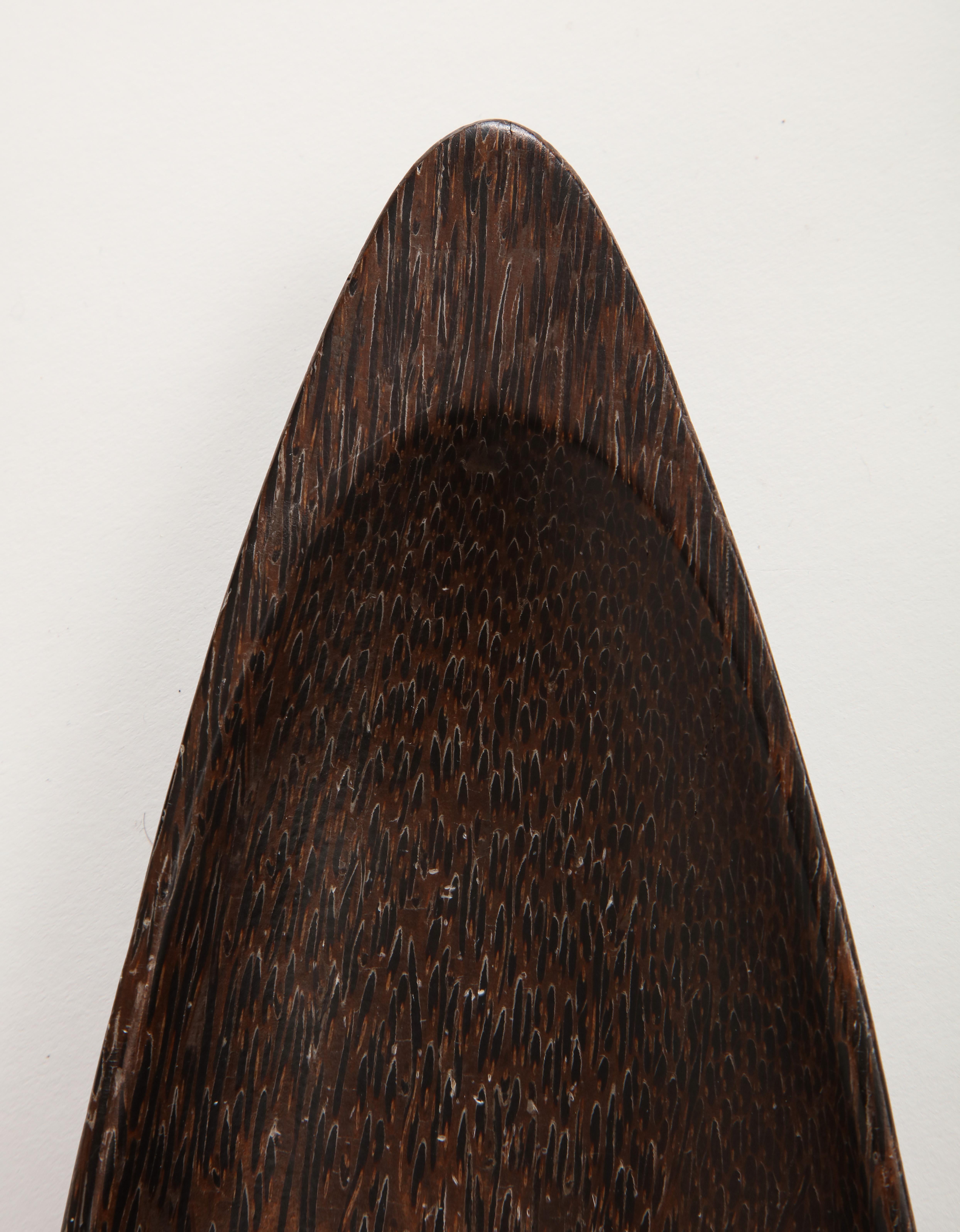 20th Century Almond Shaped Solid Dark Palmwood Dish