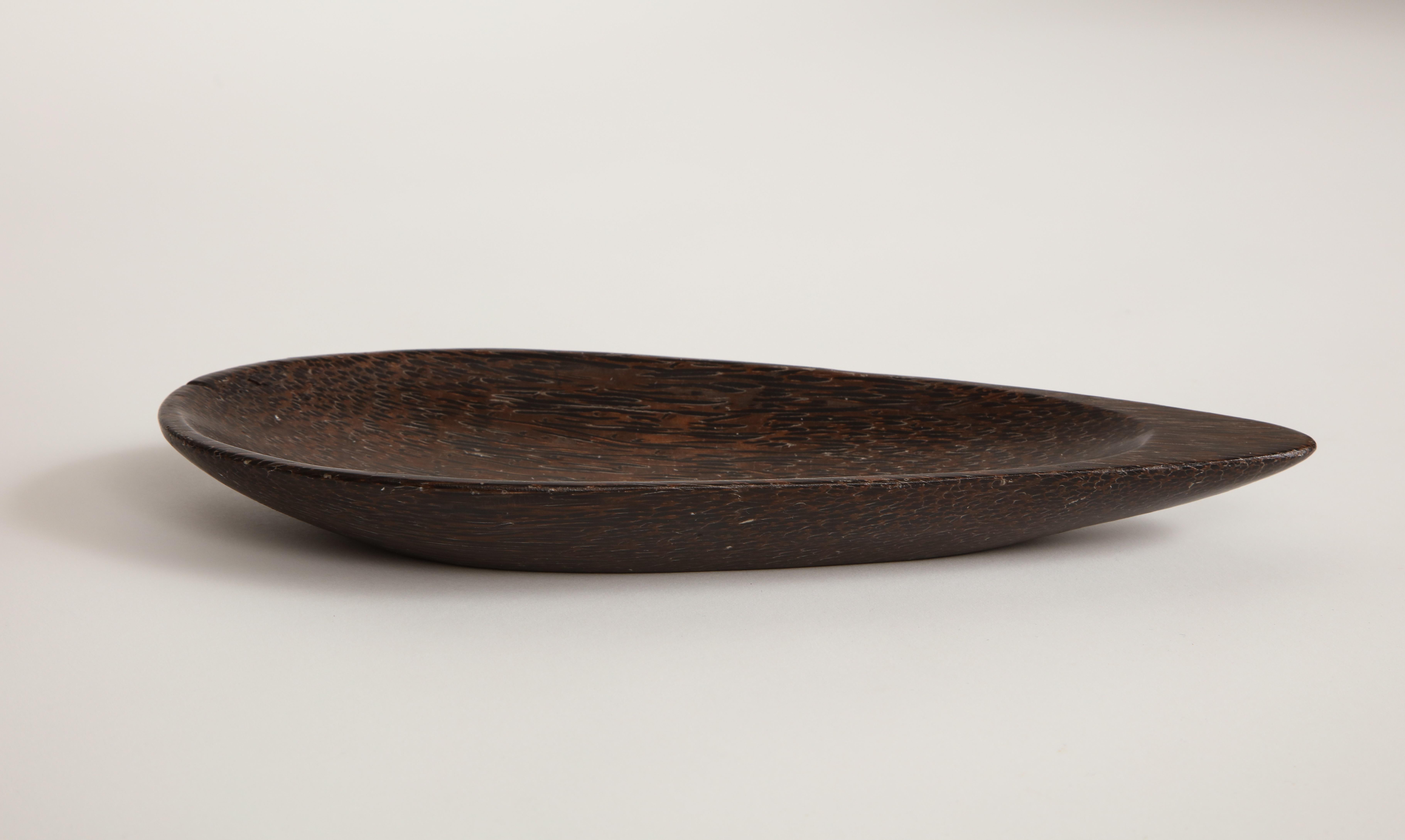 Almond Shaped Solid Dark Palmwood Dish 3