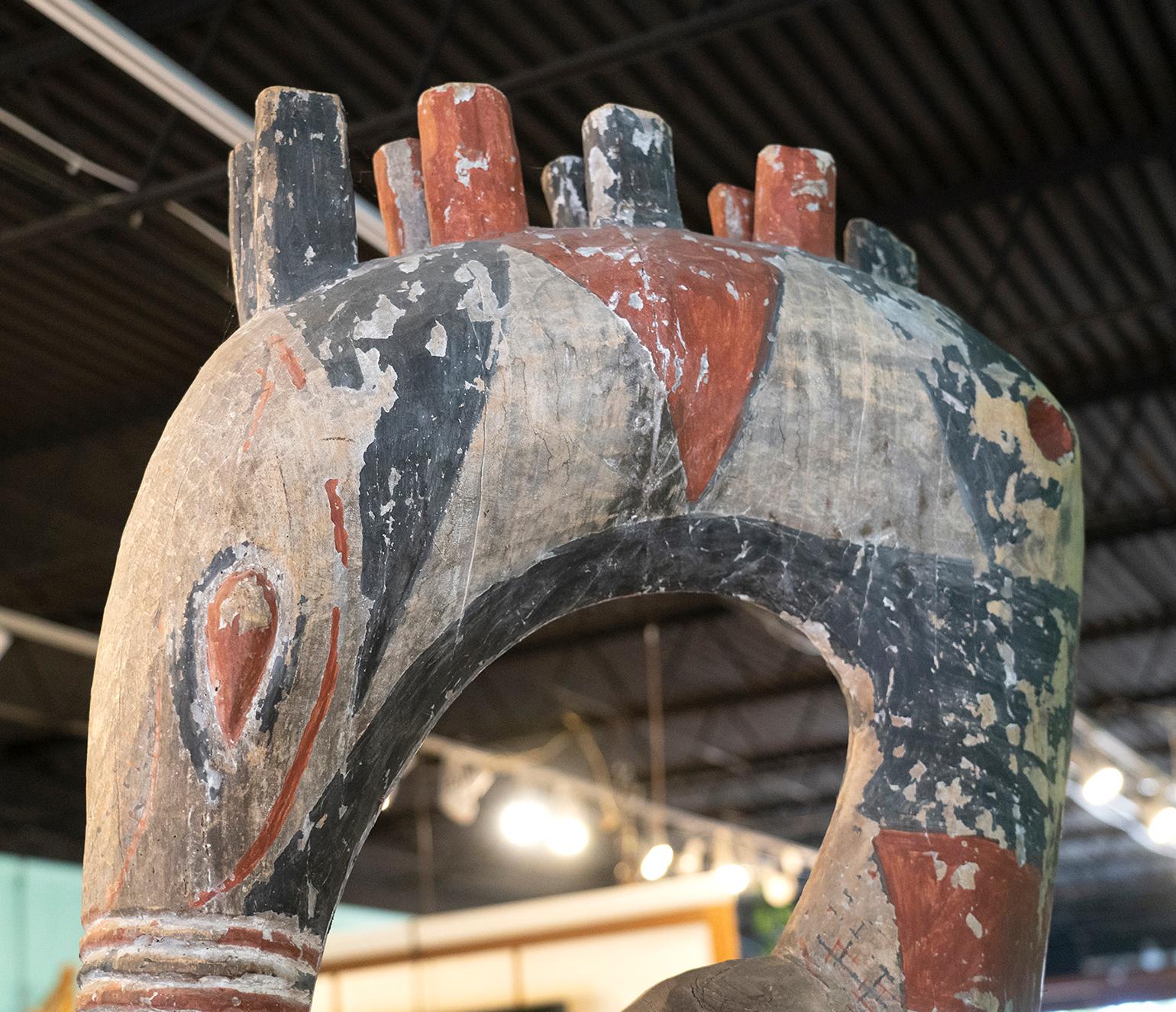 Giant Partly Painted Senufo Bird Sculpture Cote D'ivoire Early 20th C In Good Condition In Ft. Lauderdale, FL