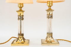 Presque intentionnelle Art Deco Lampes de table avec abat-jour en tissu vienne autour des années 1920