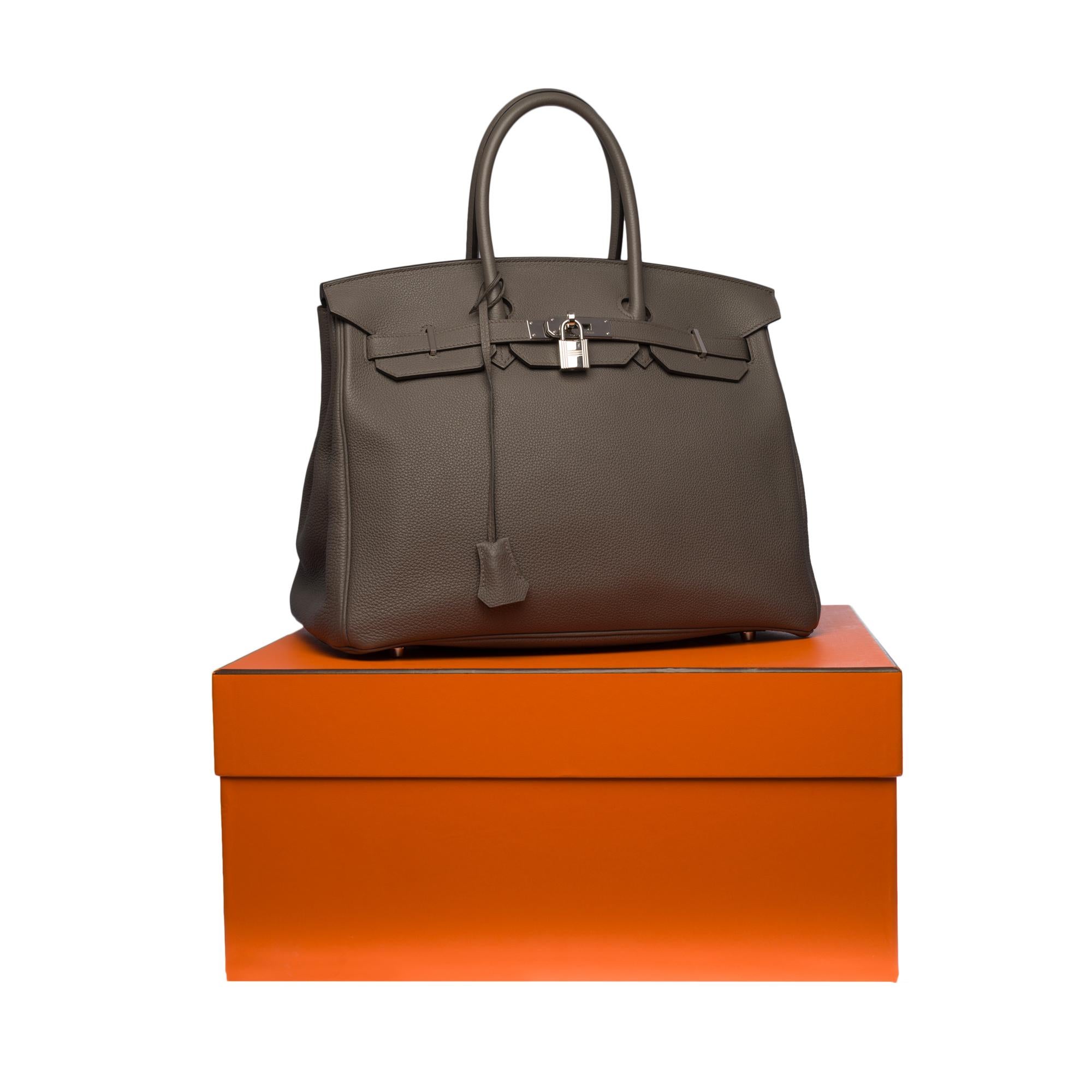 Almost New -Full set-Hermès Birkin 35 handbag in Etain Togo leather, SHW 6