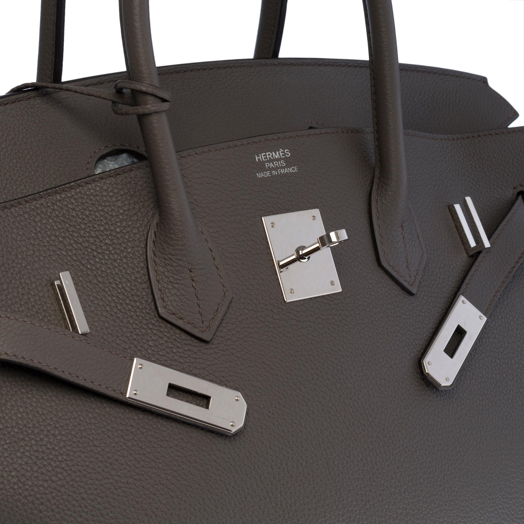Women's or Men's Almost New -Full set-Hermès Birkin 35 handbag in Etain Togo leather, SHW