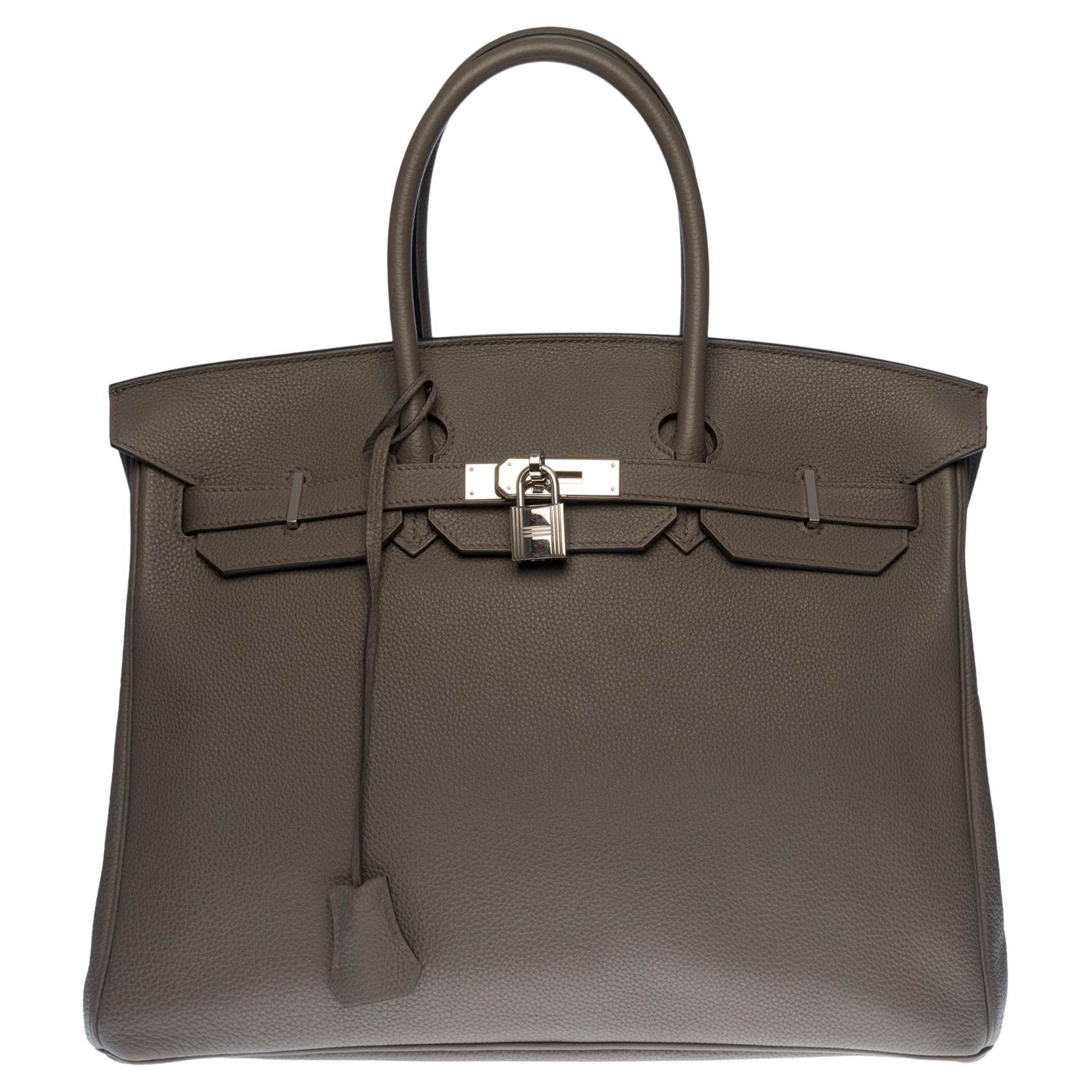 Almost New -Full set-Hermès Birkin 35 handbag in Etain Togo leather, SHW