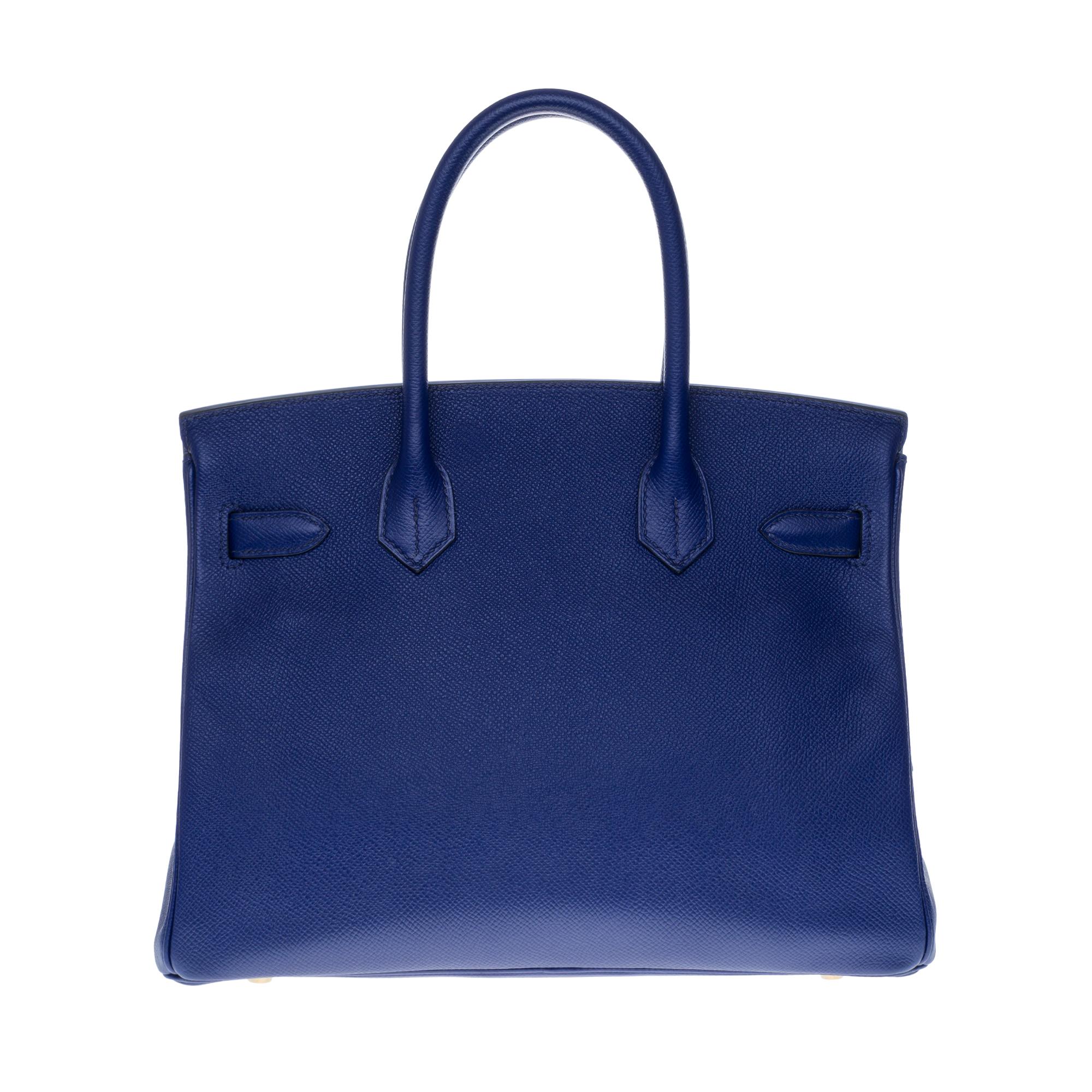 Purple Almost New - Hermès Birkin 30 handbag in Blue Encre Epsom leather, gold hardware