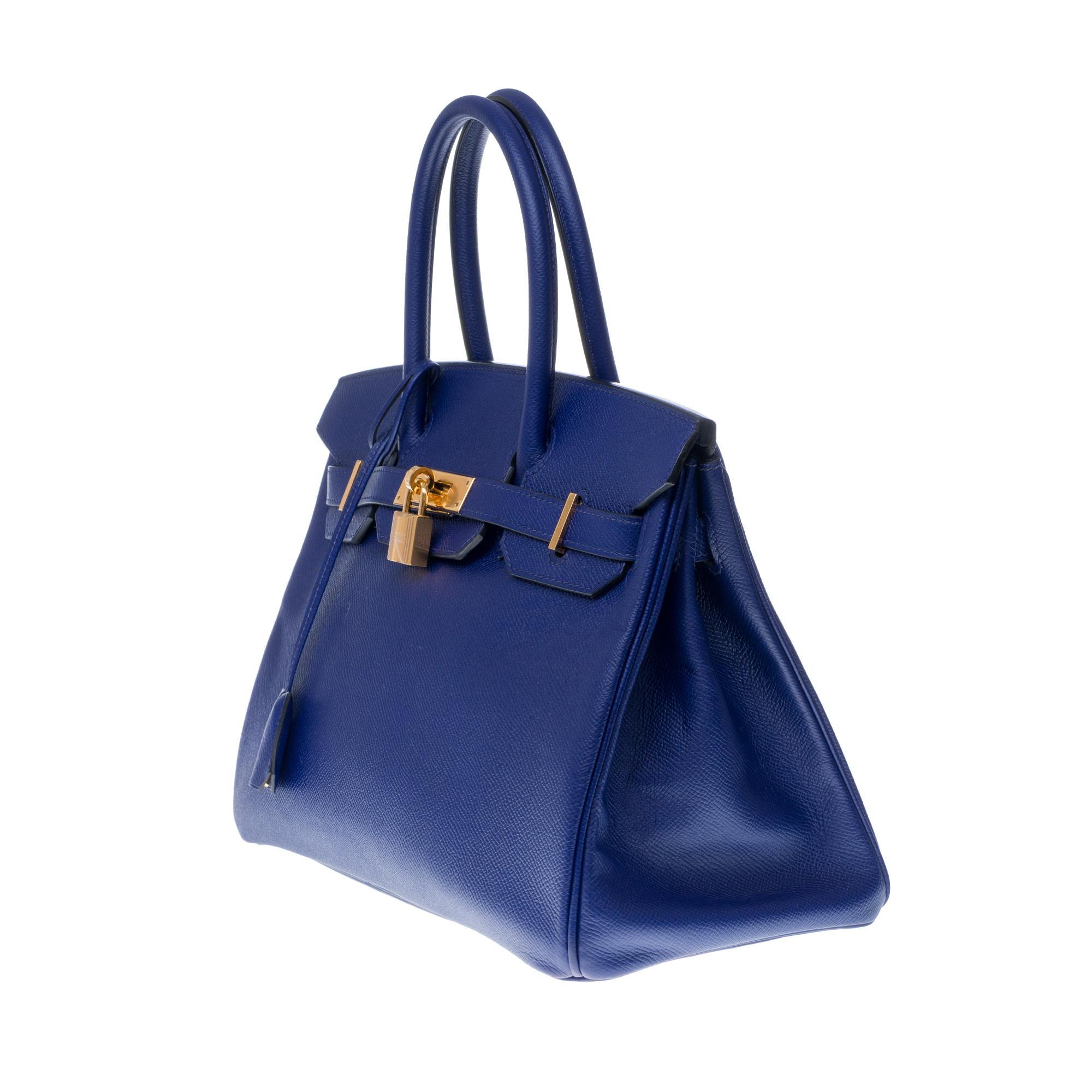 Almost New - Hermès Birkin 30 handbag in Blue Encre Epsom leather, gold hardware In Excellent Condition In Paris, IDF