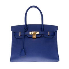 Almost New - Hermès Birkin 30 handbag in Blue Encre Epsom leather, gold hardware