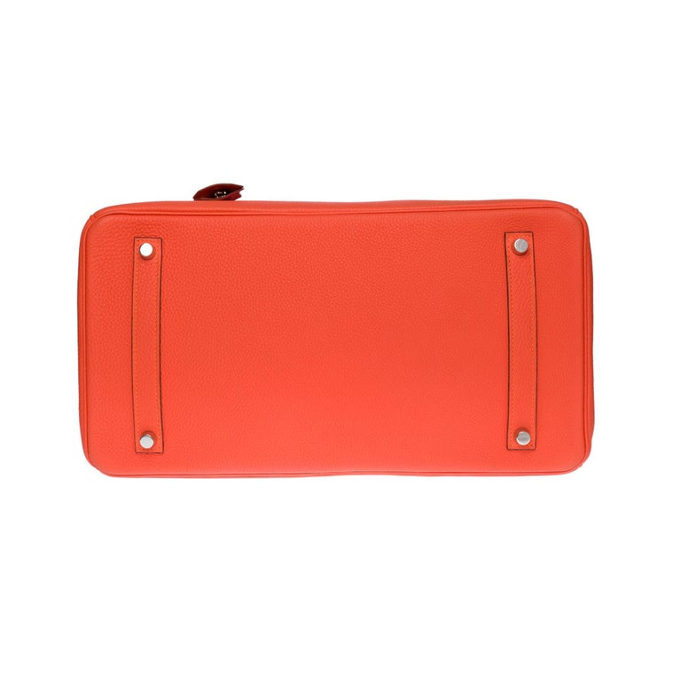 Almost New Hermès Birkin 35 handbag in Orange Hermès Togo leather, SHW ! 5