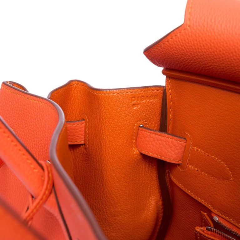 Almost New Hermès Birkin 35 handbag in Orange Hermès Togo leather, SHW ! 2
