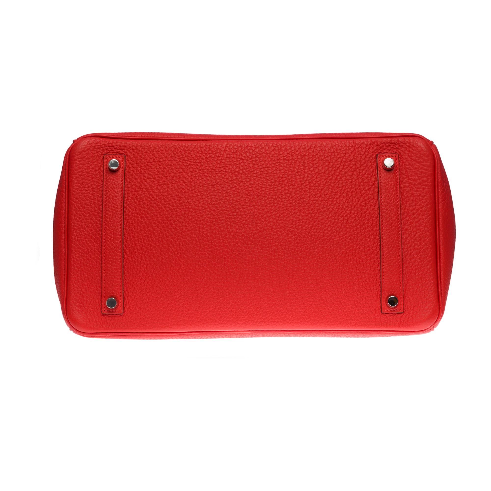 Almost New Hermès Birkin 35 handbag in Orange Poppy Togo leather, SHW For Sale 5