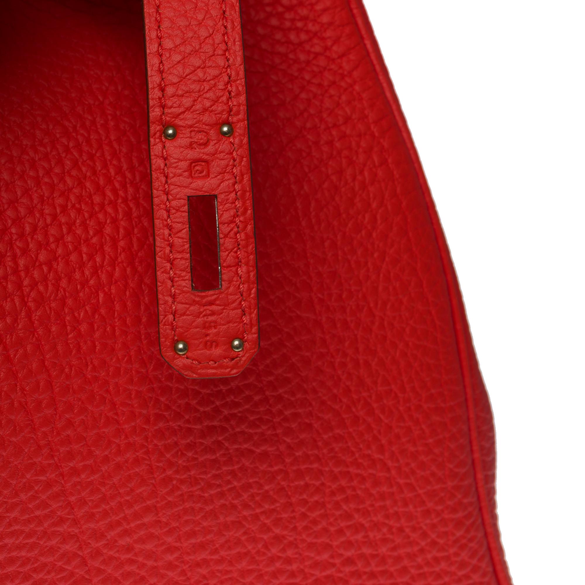 Almost New Hermès Birkin 35 handbag in Orange Poppy Togo leather, SHW im Angebot 2