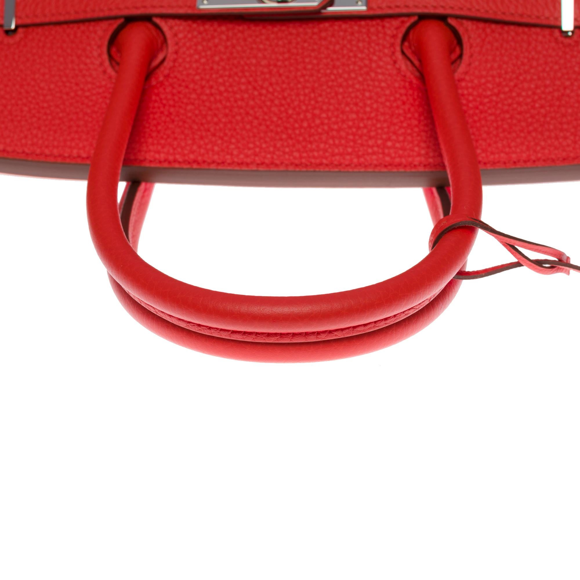 Almost New Hermès Birkin 35 handbag in Orange Poppy Togo leather, SHW For Sale 4