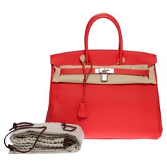 Almost New Hermès Birkin 35 handbag in Orange Poppy Togo leather, SHW