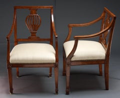 Almost Pair of Italian Neoclassic Arm Chairs, early 19th Century