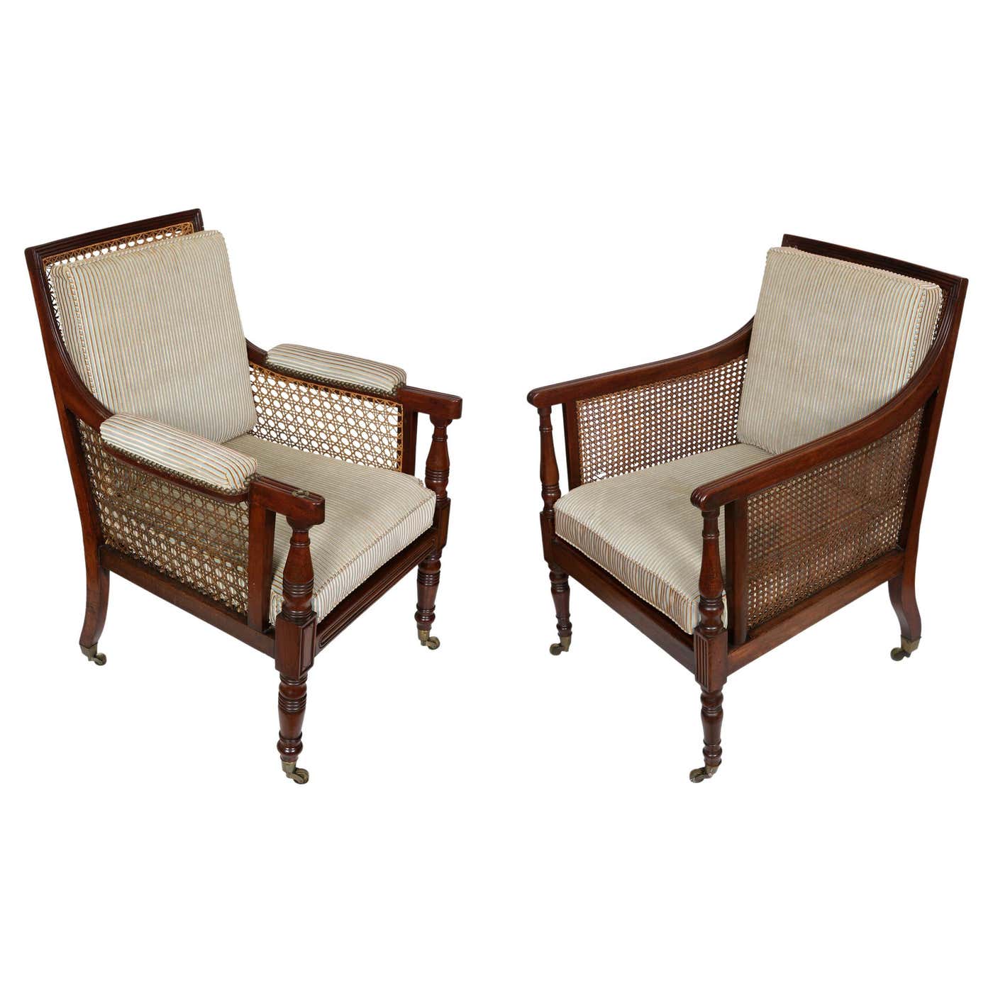 Almost Pair of Regency Library Chairs With New Upholstery For Sale at ...