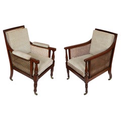 Vintage Almost Pair of Regency Library Chairs With New Upholstery