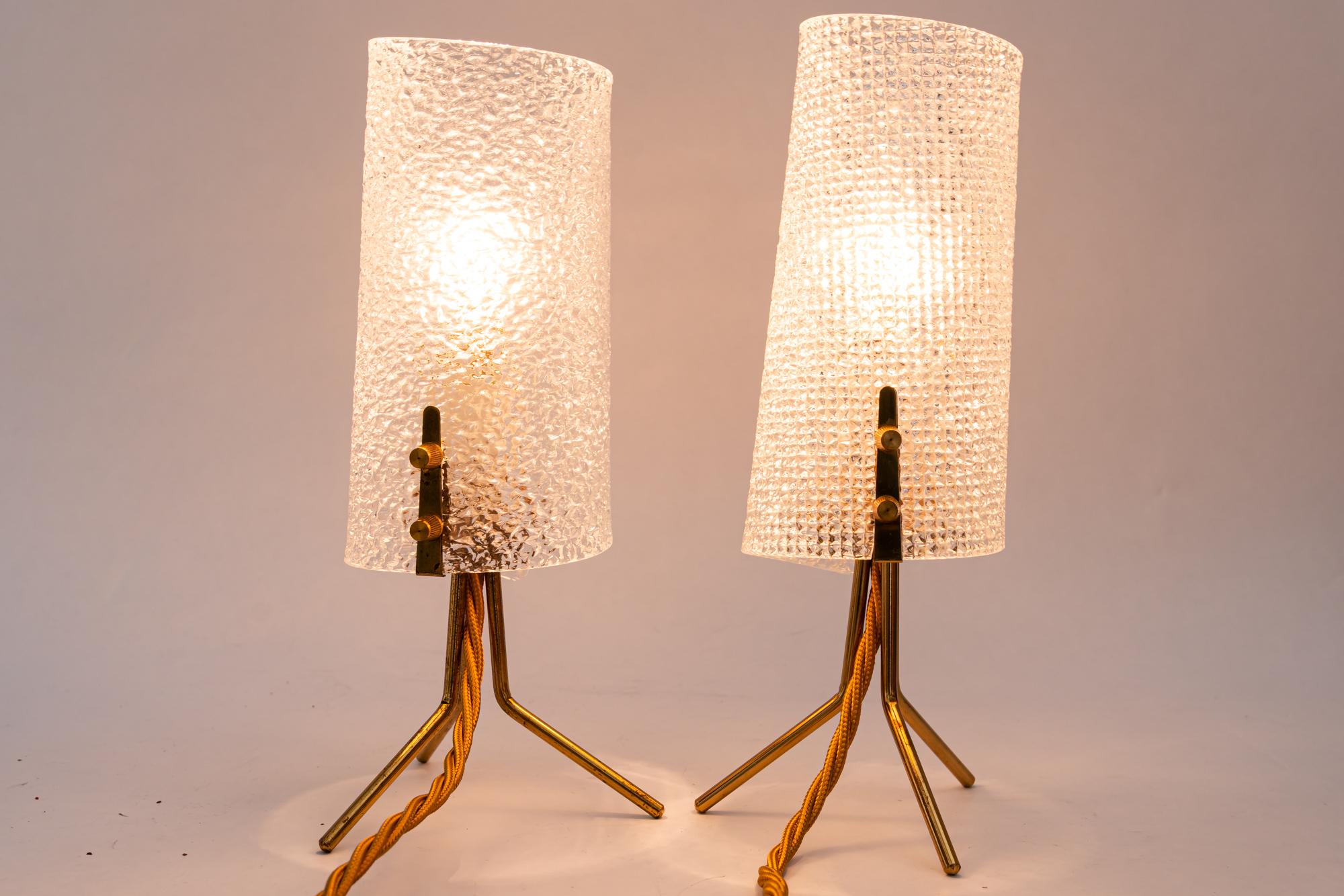 Almost same R. Nikoll table lamps with lucite shades vienna around 1950s For Sale 3