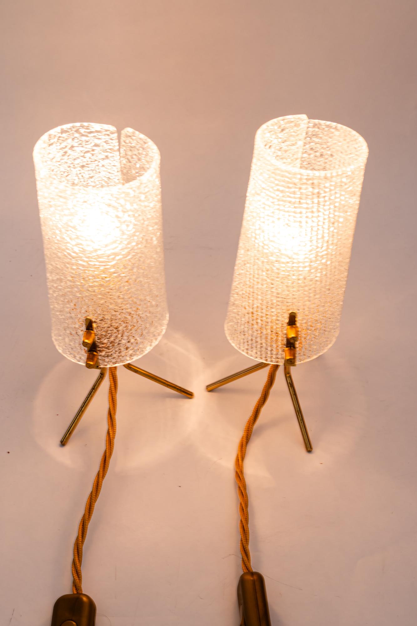 Almost same R. Nikoll table lamps with lucite shades vienna around 1950s For Sale 4