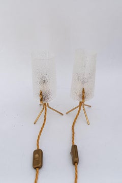 Almost same R. Nikoll table lamps with lucite shades vienna around 1950s