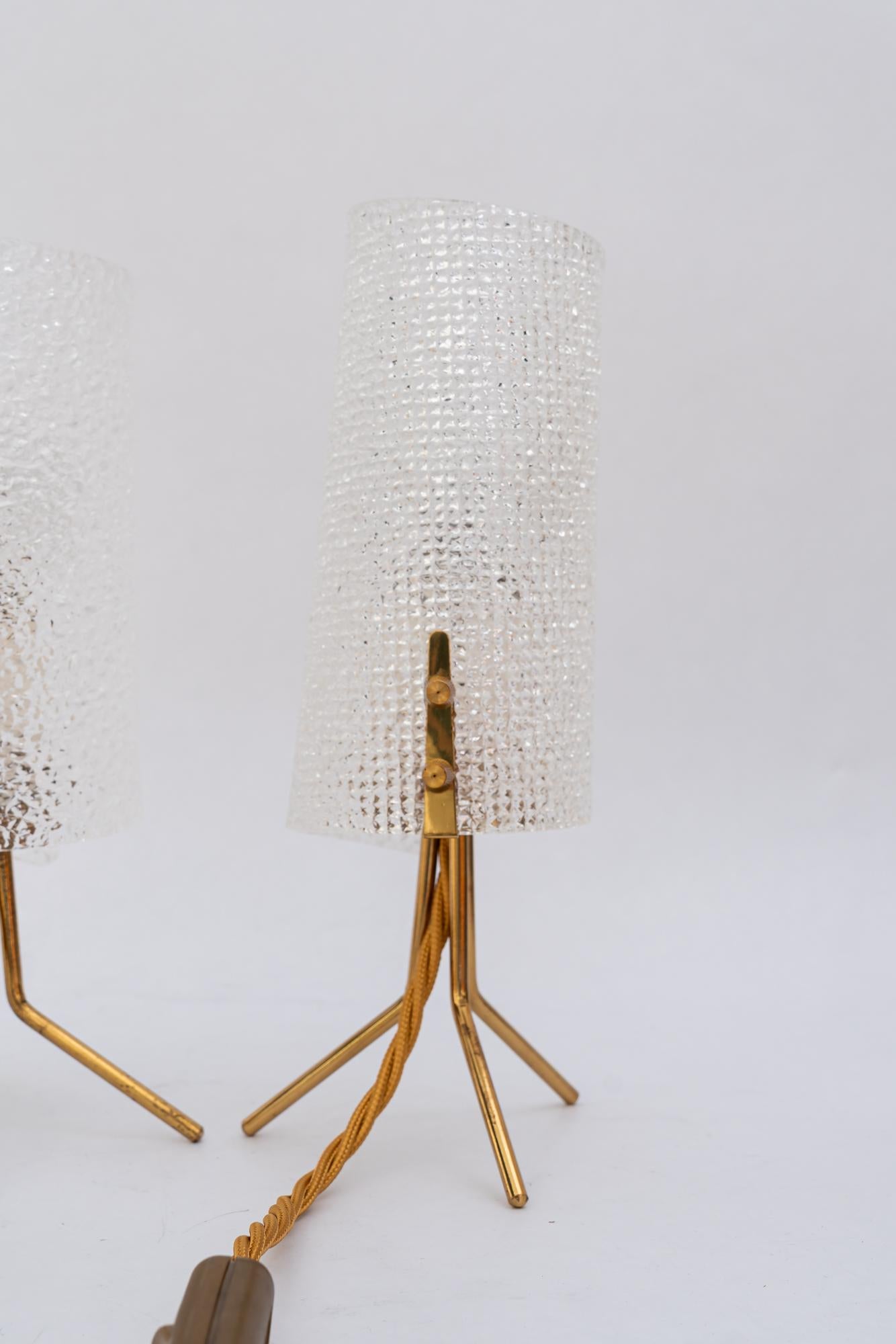 Austrian Almost same R. Nikoll table lamps with lucite shades vienna around 1950s For Sale