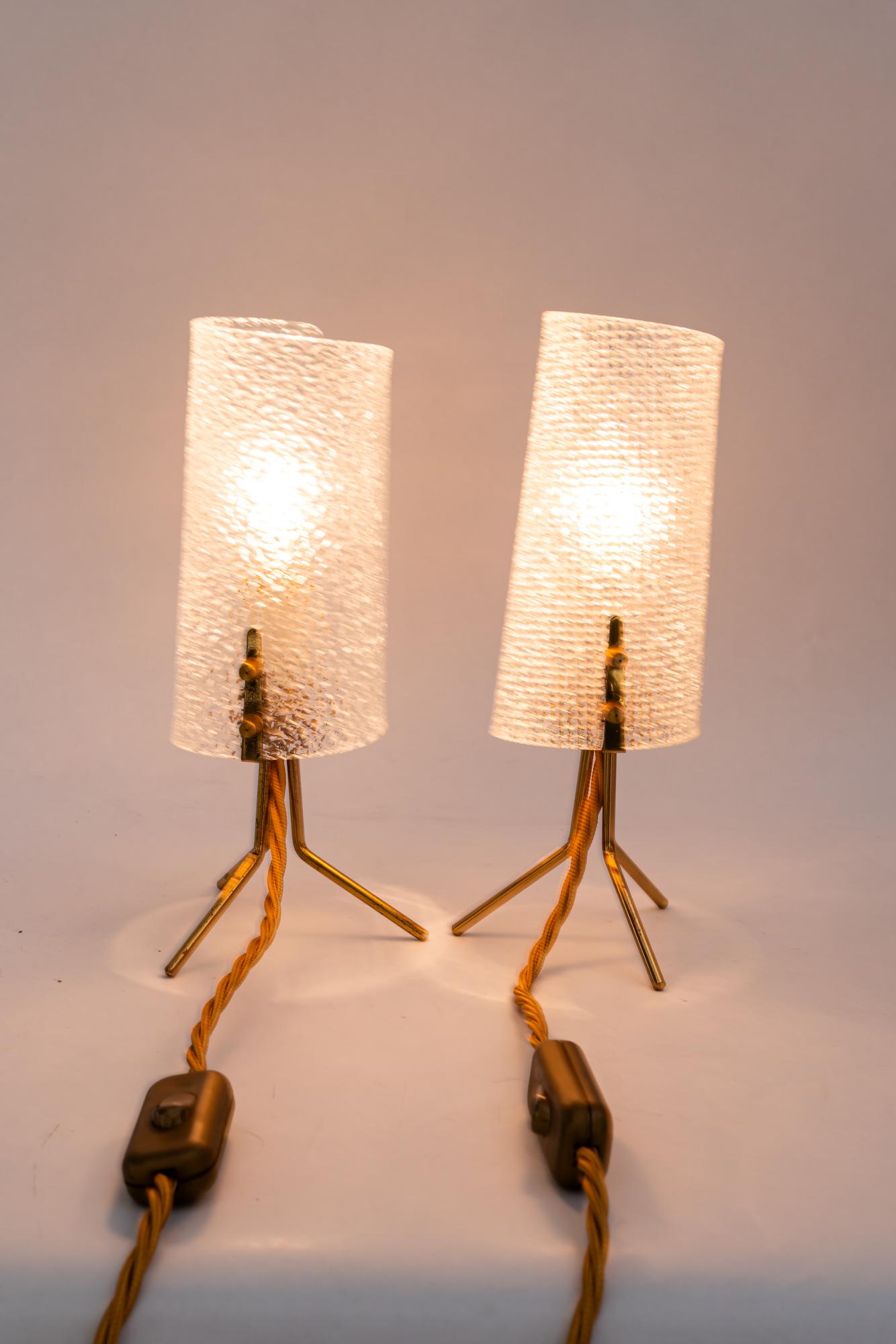 Almost same R. Nikoll table lamps with lucite shades vienna around 1950s For Sale 1