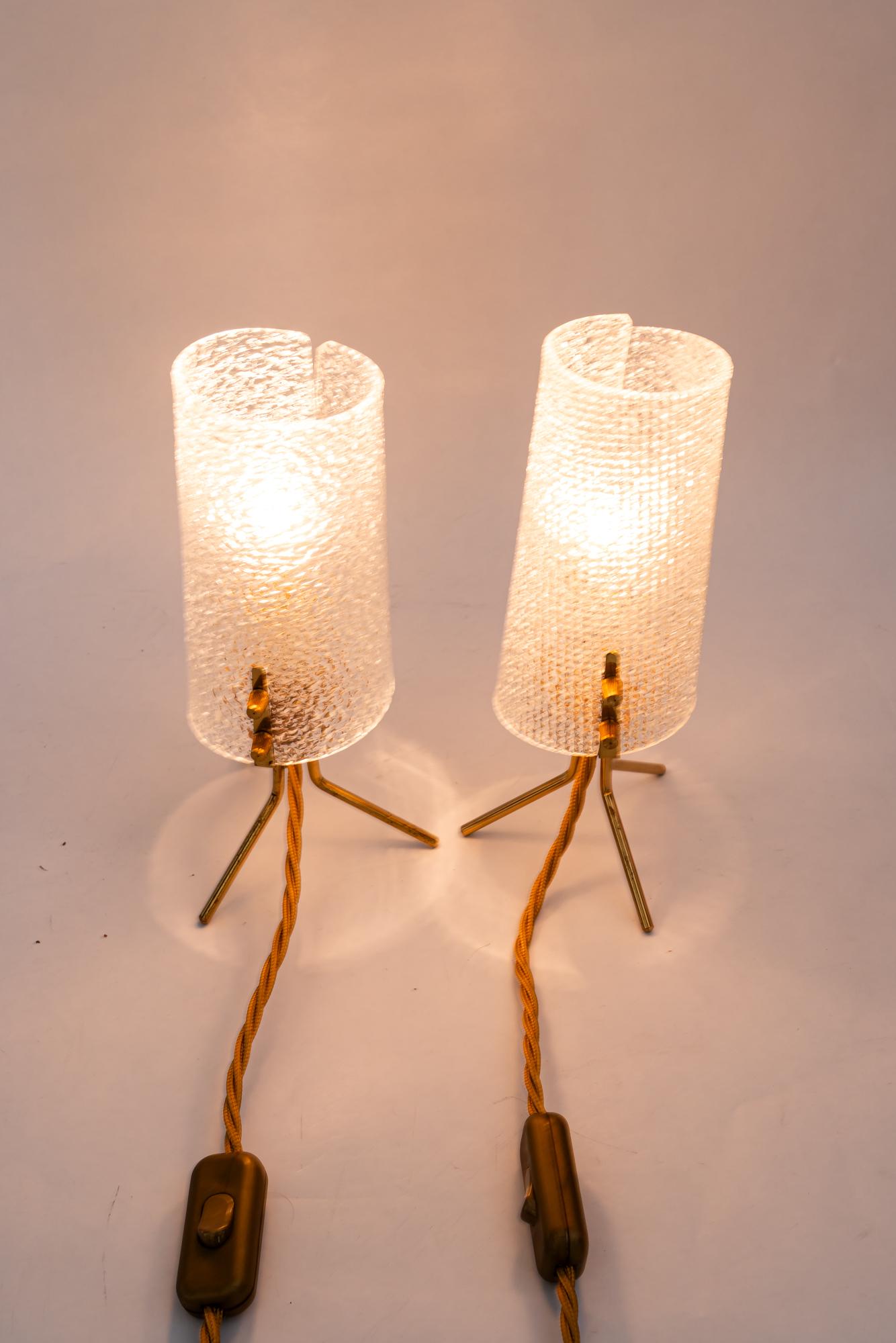 Almost same R. Nikoll table lamps with lucite shades vienna around 1950s For Sale 2