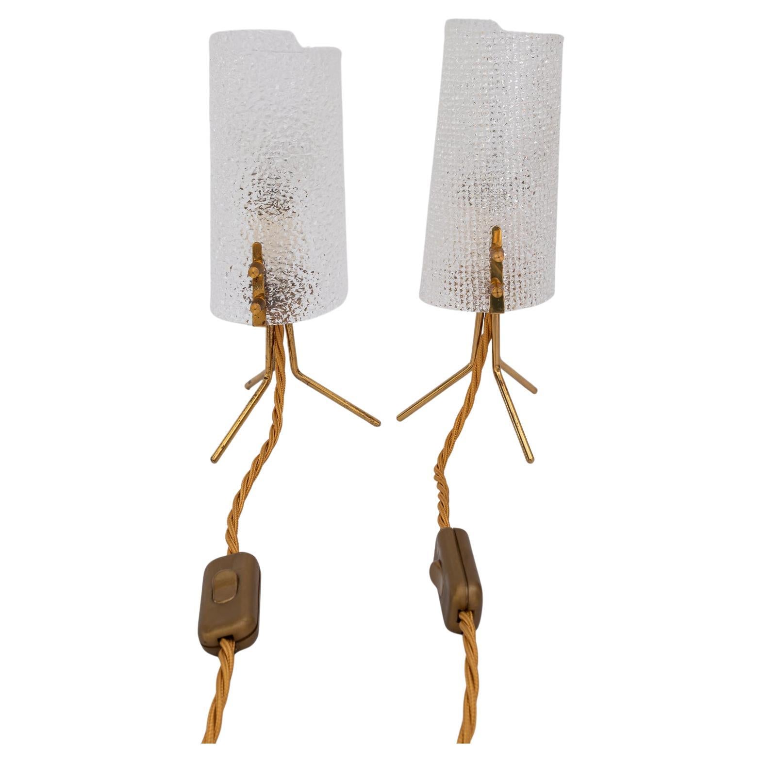 Almost same R. Nikoll table lamps with lucite shades vienna around 1950s For Sale