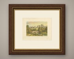 Alnwick Castle, Northumberland, Antique Morris Woodblock Print, circa 1870