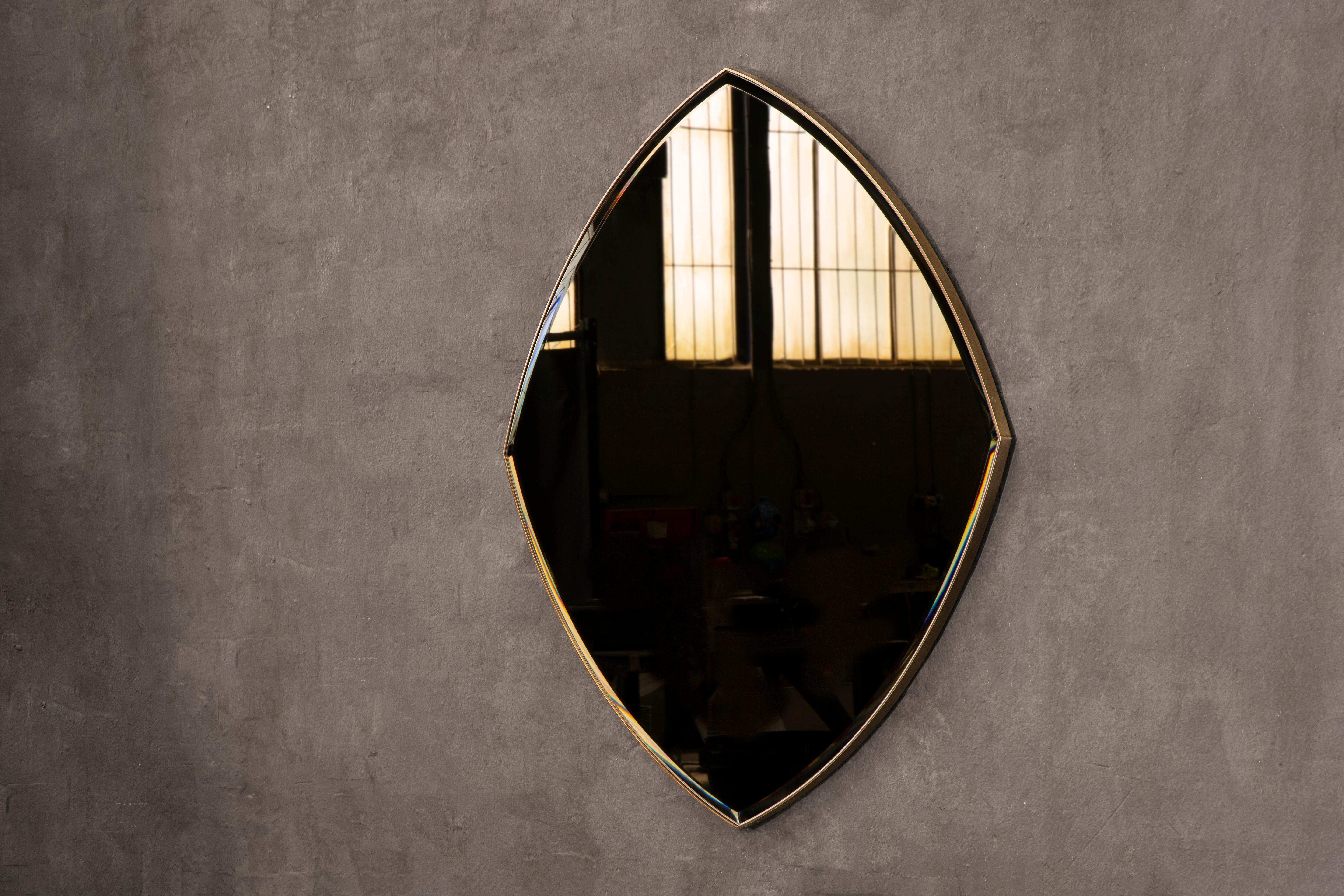 British Alnwick Wall Mirror — Patinated Brass — Handmade in Britain — Large For Sale