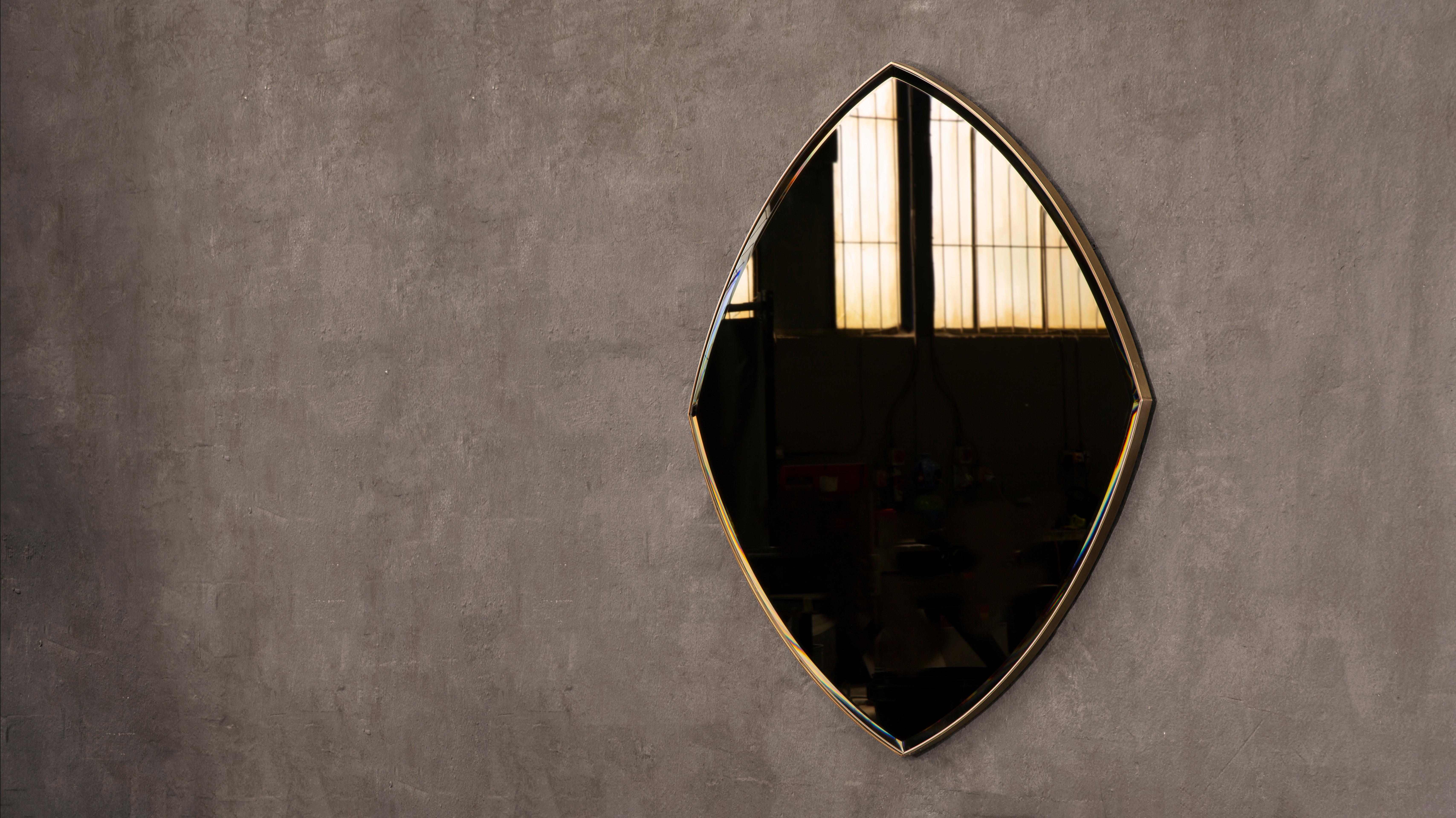 Minimalist Alnwick Wall Mirror — Blackened Steel — Handmade in Britain — Medium For Sale