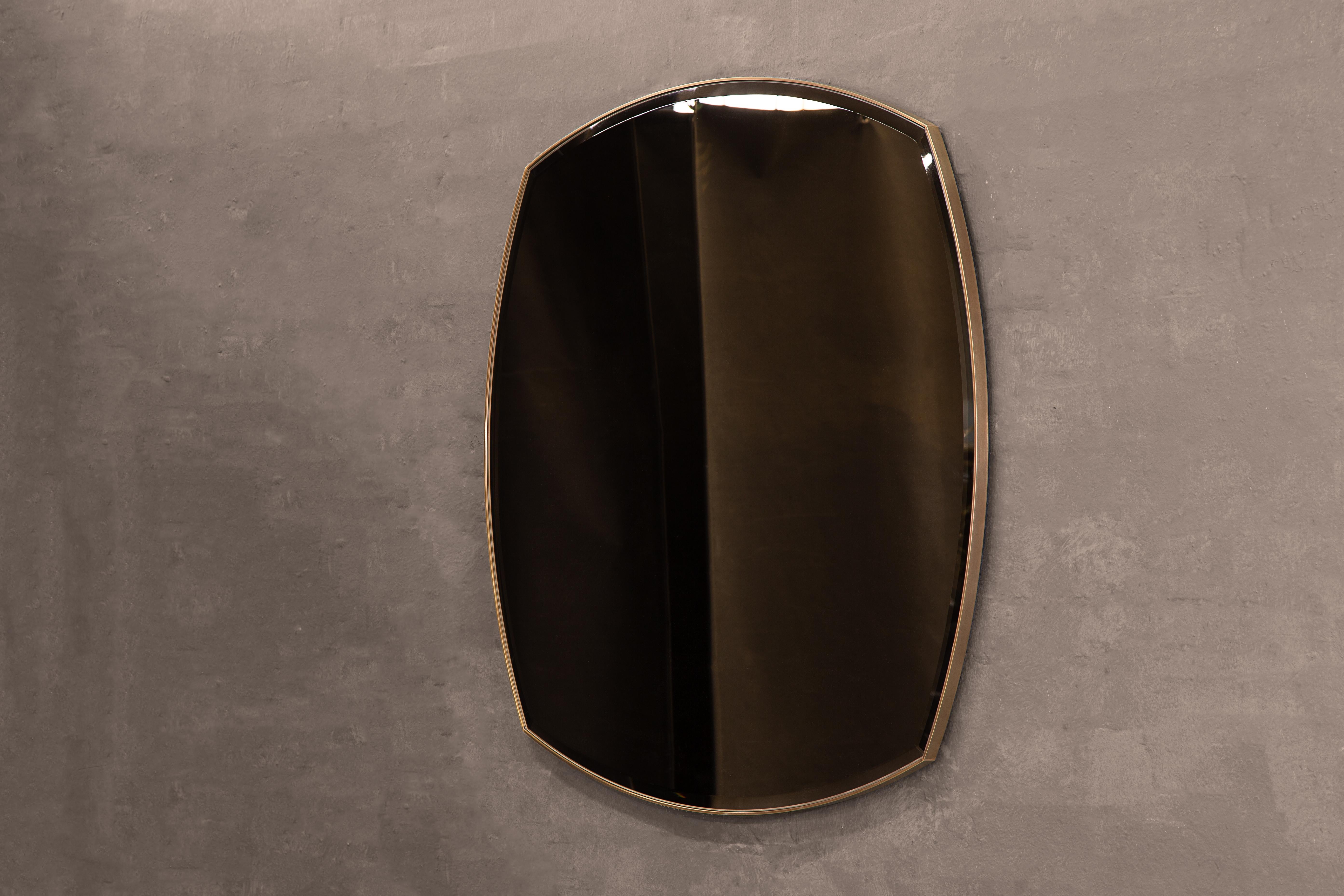 Brushed Alnwick Wall Mirror — Blackened Steel — Handmade in Britain — Small For Sale