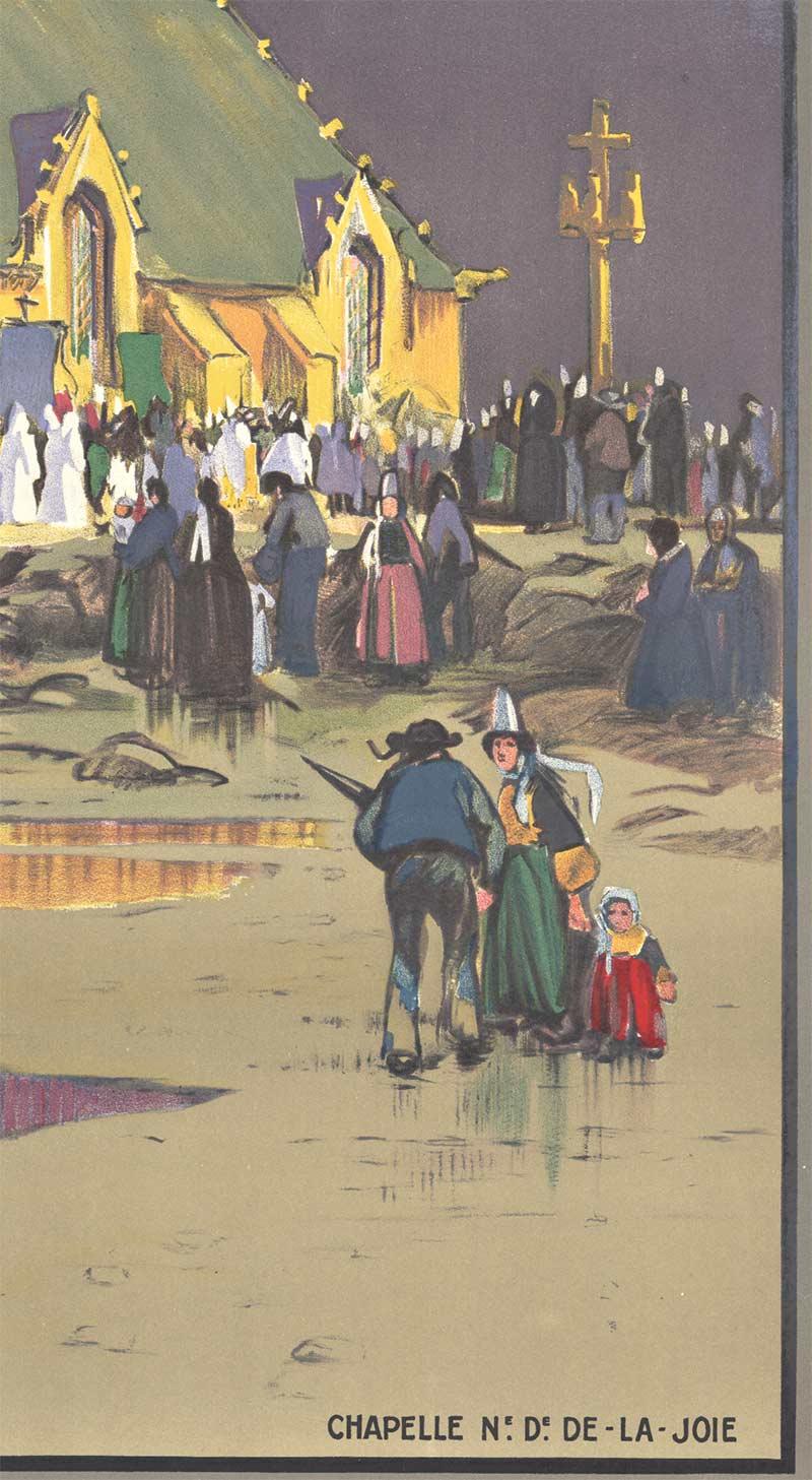 Affiche de voyage française vintage d'origine Pointe de Penmarch - Print de ALO (Charles Jean Hallo)