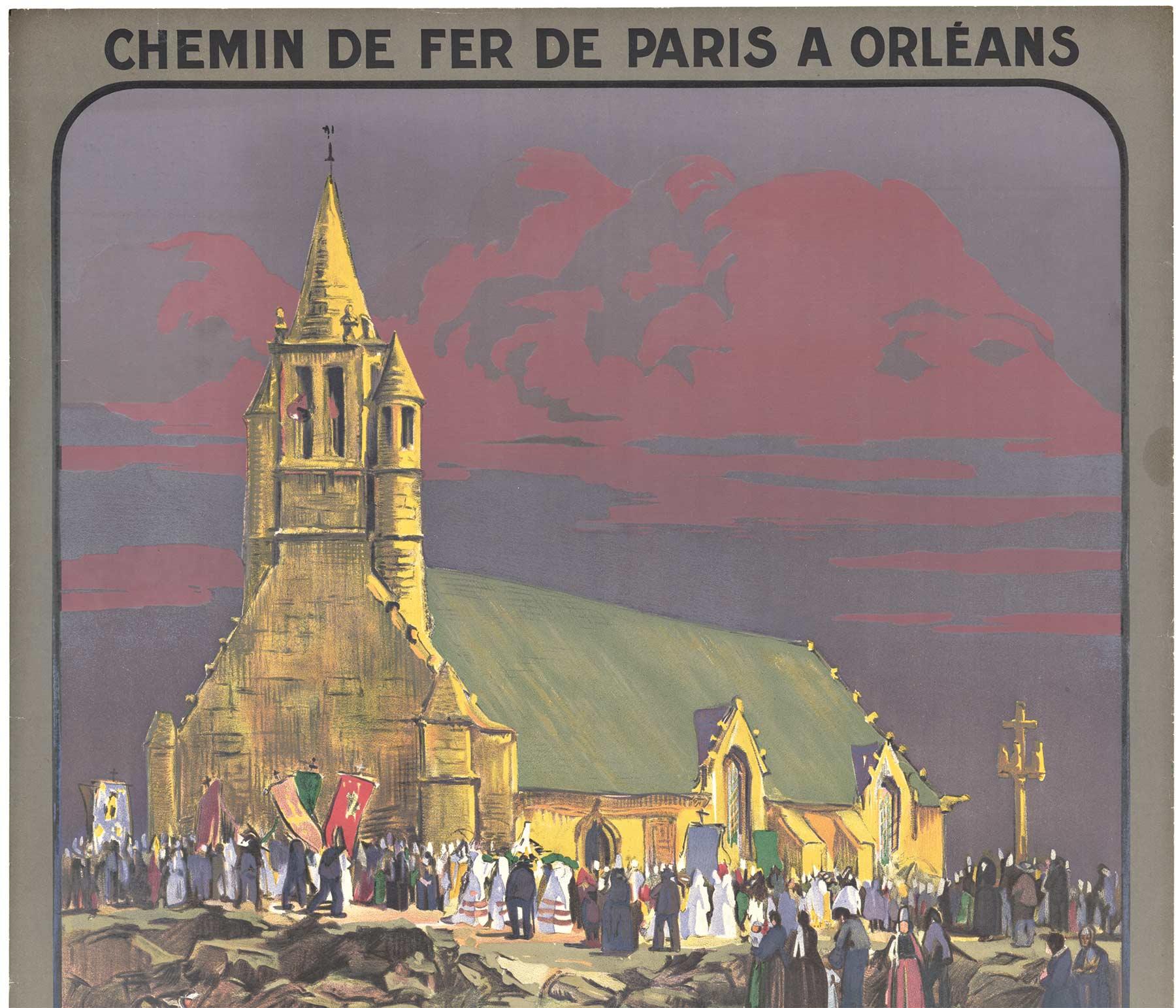 Affiche de voyage française vintage d'origine Pointe de Penmarch - Art nouveau Print par ALO (Charles Jean Hallo)