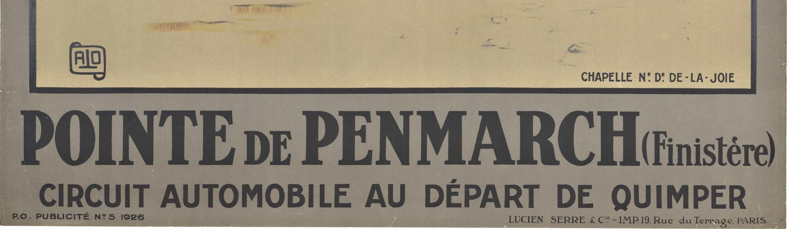 Affiche de voyage française vintage d'origine Pointe de Penmarch - Marron Figurative Print par ALO (Charles Jean Hallo)