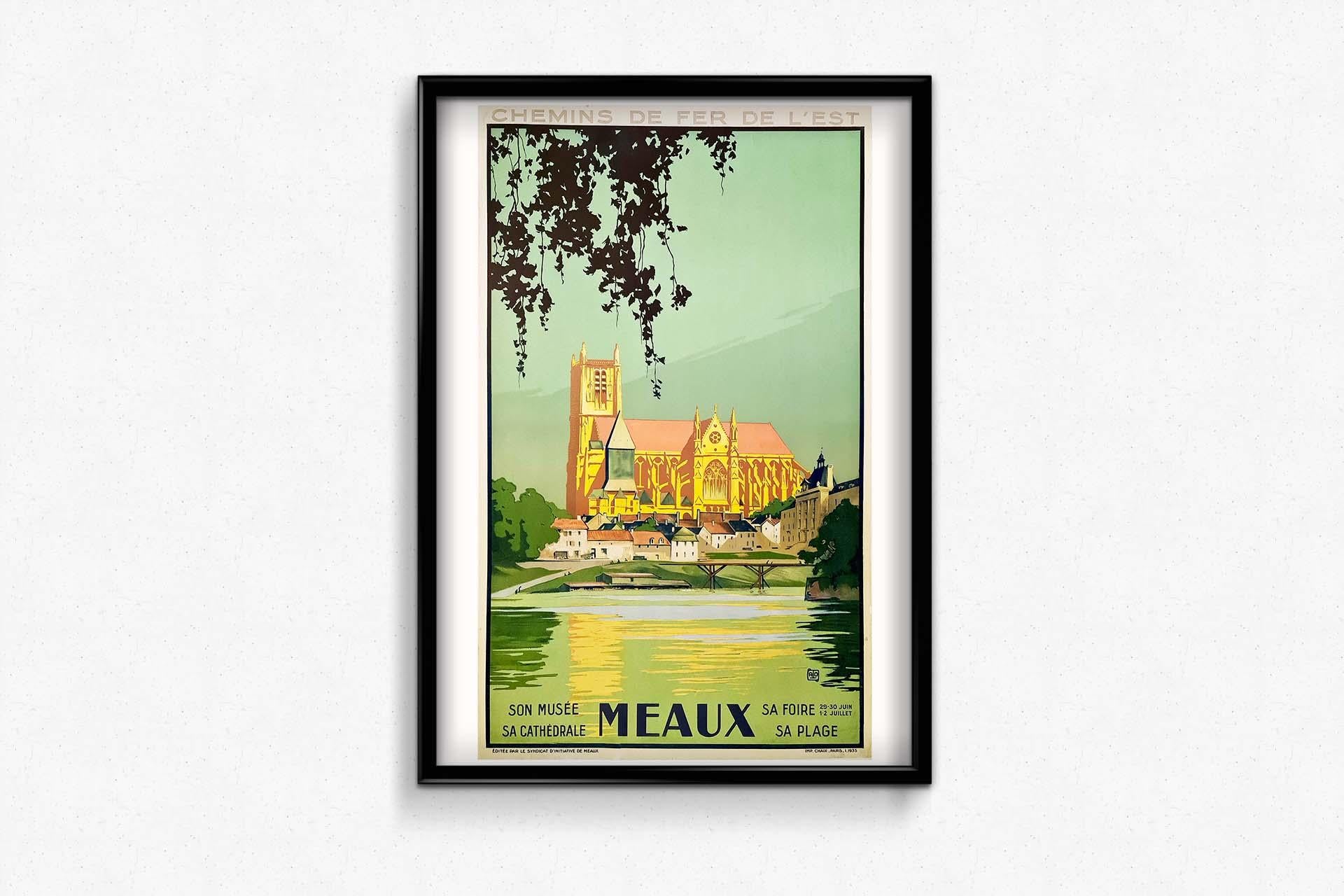 Touristisches Plakat von Meaux für den Chemin de Fer de l'Est, illustriert von Alo.
Charles-Jean Hallo ( 1882 - 1969 ), bekannt als ALO, ist ein französischer Maler, Zeichner, Illustrator, Graveur und Fotograf.

Eisenbahn - Tourismus - Seine et