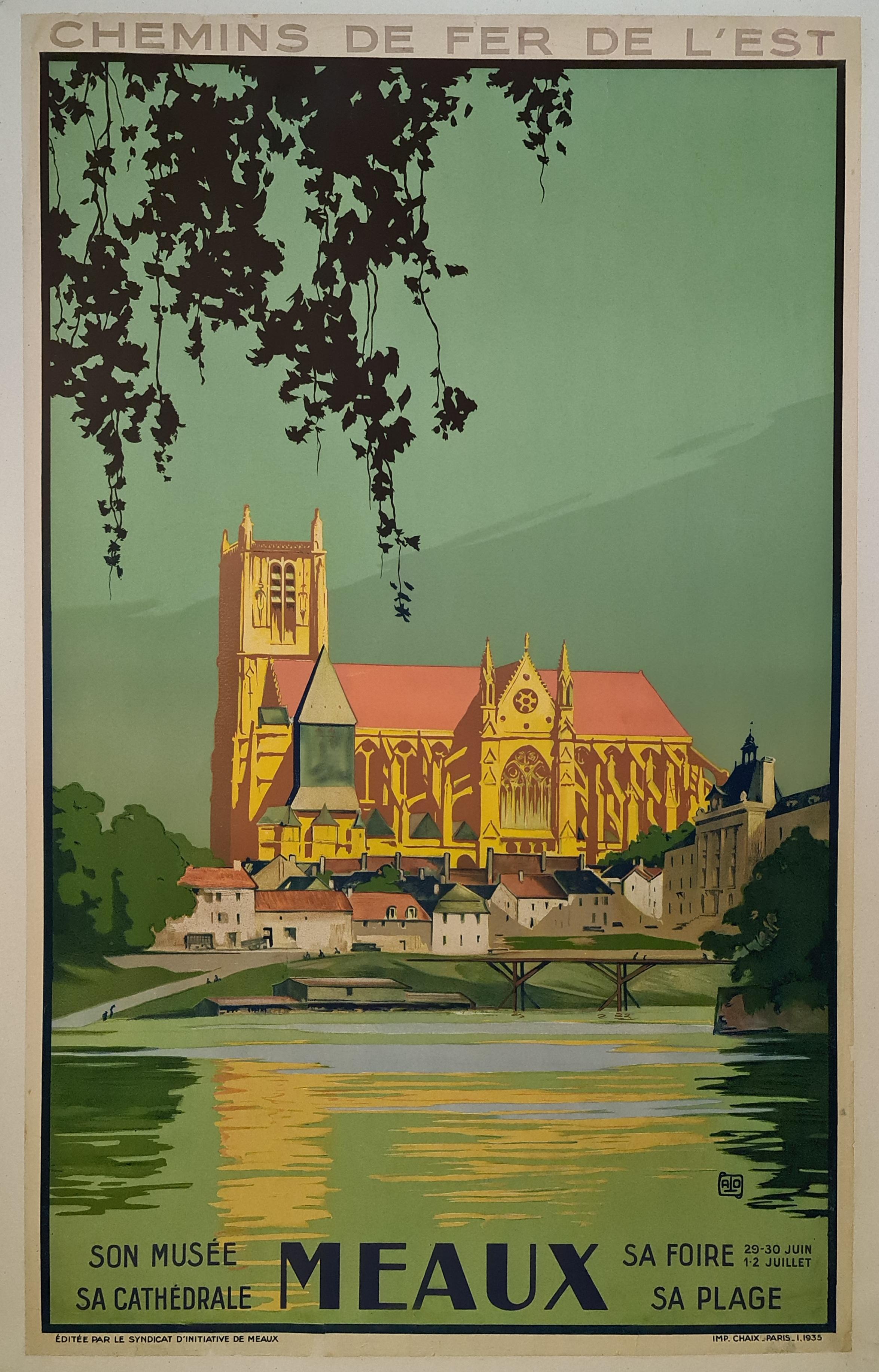 Tourist poster of Meaux for the Chemin de Fer de l'Est illustrated by Alo.
Charles-Jean Hallo ( 1882 - 1969 ), known as ALO is a French painter, draftsman, illustrator, engraver and photographer.

Railway - Tourism - Seine et Marne

Eastern