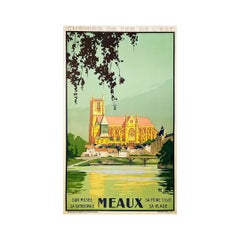 1935 original poster of Meaux for the Chemin de Fer de l'Est illustrated by Alo