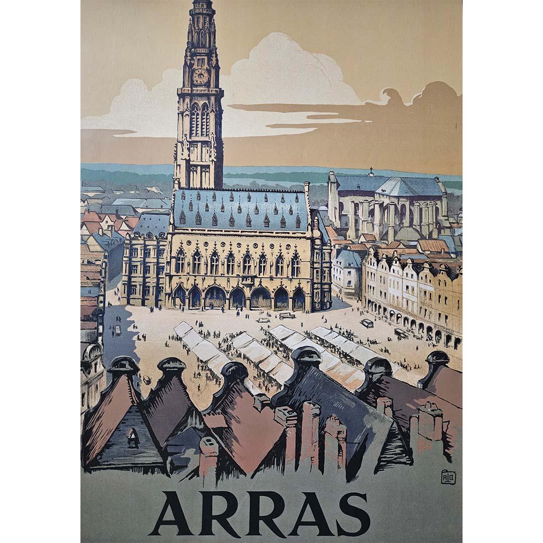 Charles-Jean Hallo (Alo)'s poster for Chemin de Fer du Nord, showcasing Arras, unfolds as a visual symphony, transcending the boundaries of a mere advertisement.

Alo's artistic mastery breathes life into the city of Arras, highlighting its