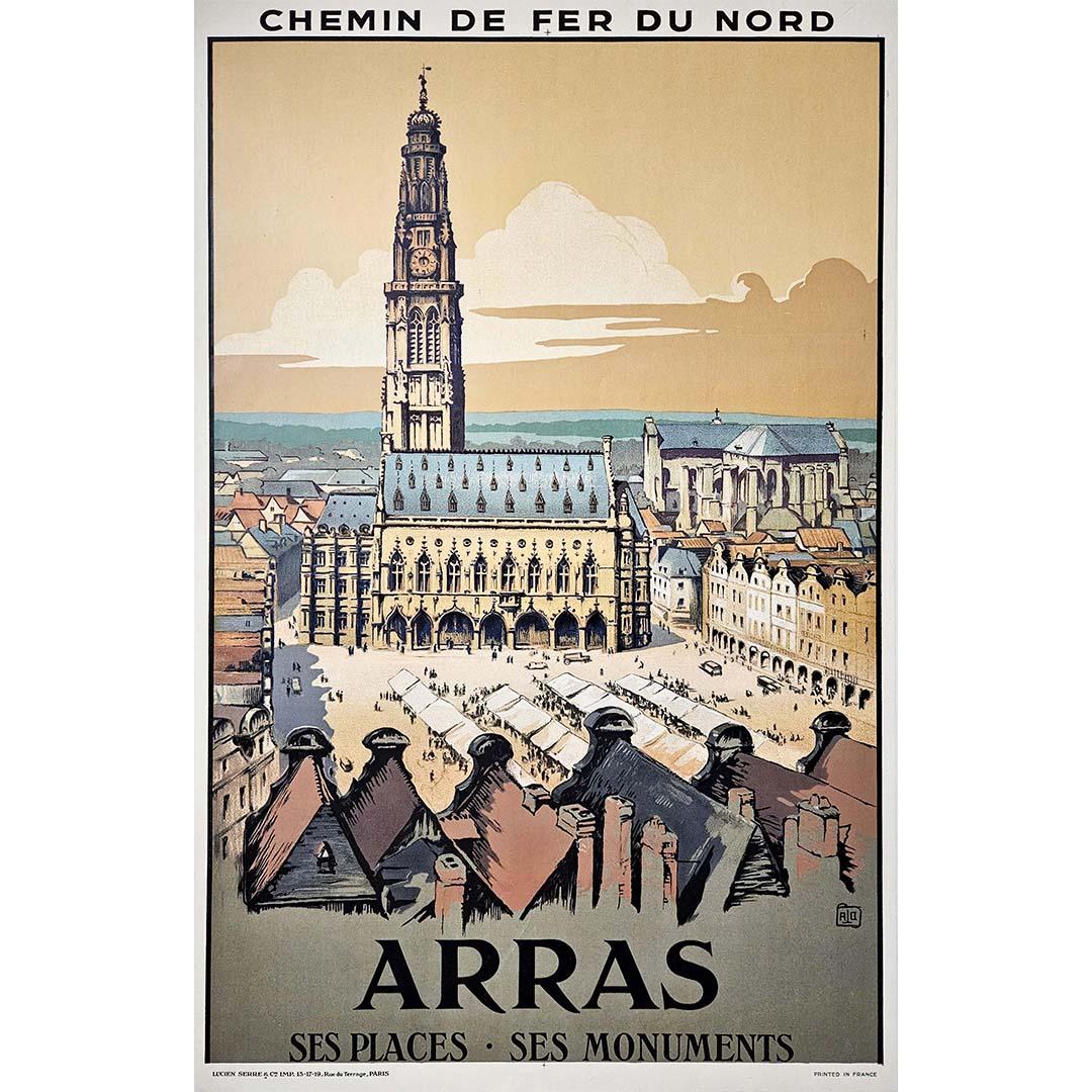 Affiche originale d'Alo pour le Chemin de Fer du Nord - Arras - Print de ALO (Charles Jean Hallo)