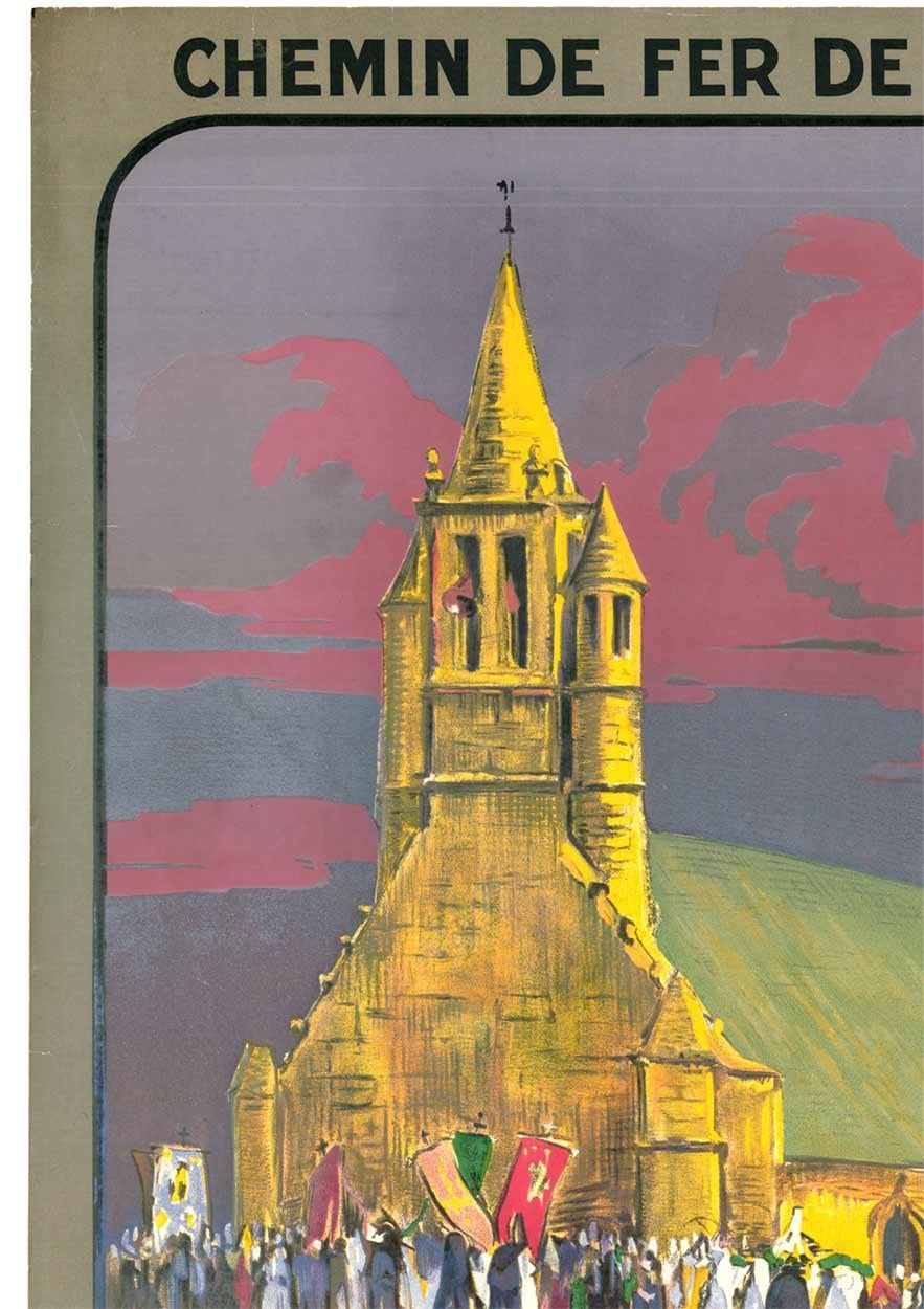 Französisches Vintage-Reiseplakat von Pointe de Penmarch – Print von ALO (Charles Jean Hallo)