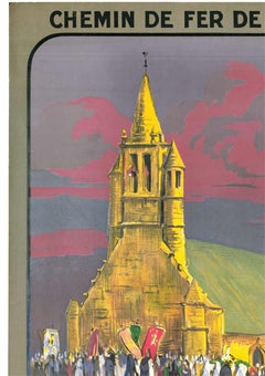 Poster di viaggio francese d'epoca originale di Pointe de Penmarch