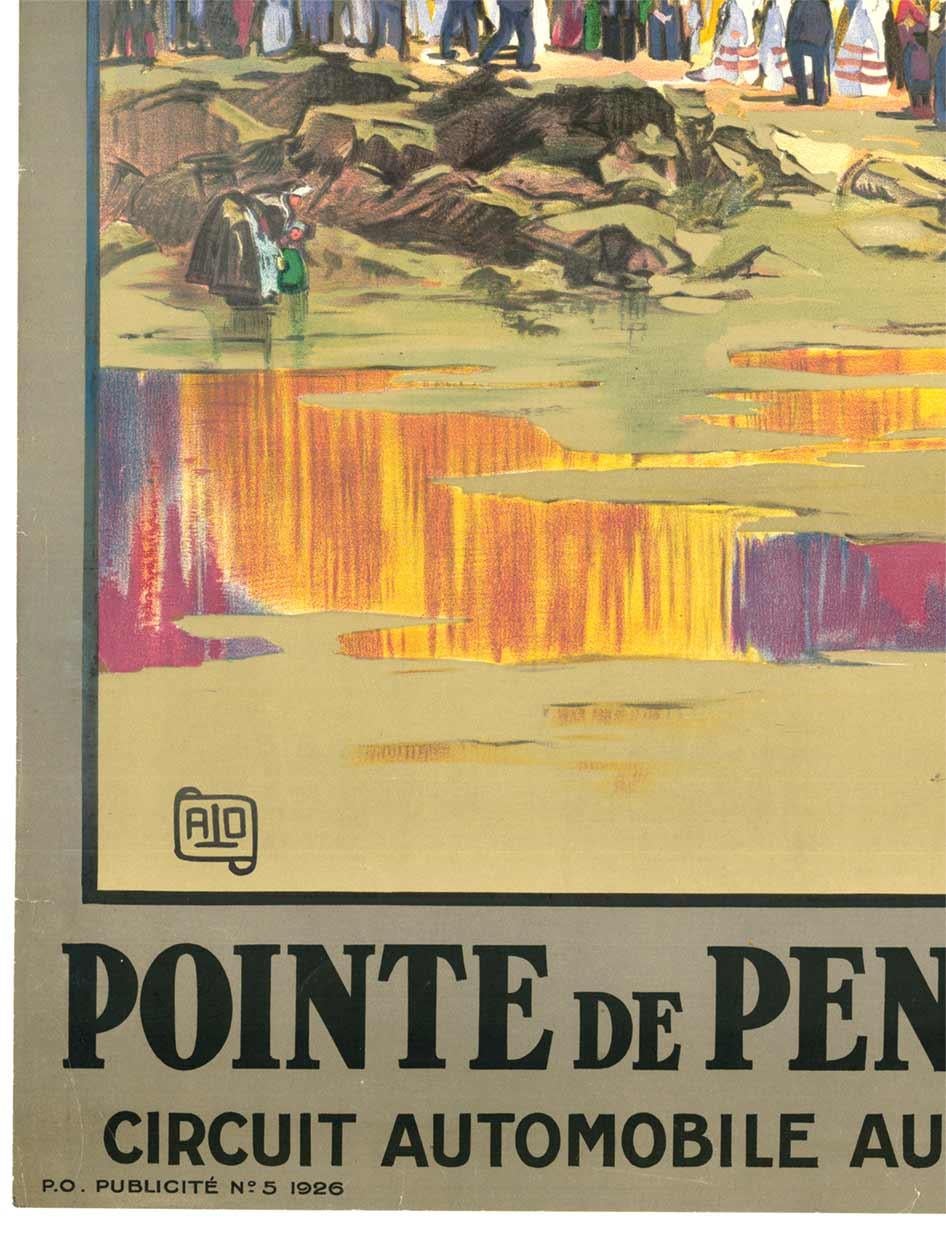 Französisches Vintage-Reiseplakat von Pointe de Penmarch (Braun), Figurative Print, von ALO (Charles Jean Hallo)