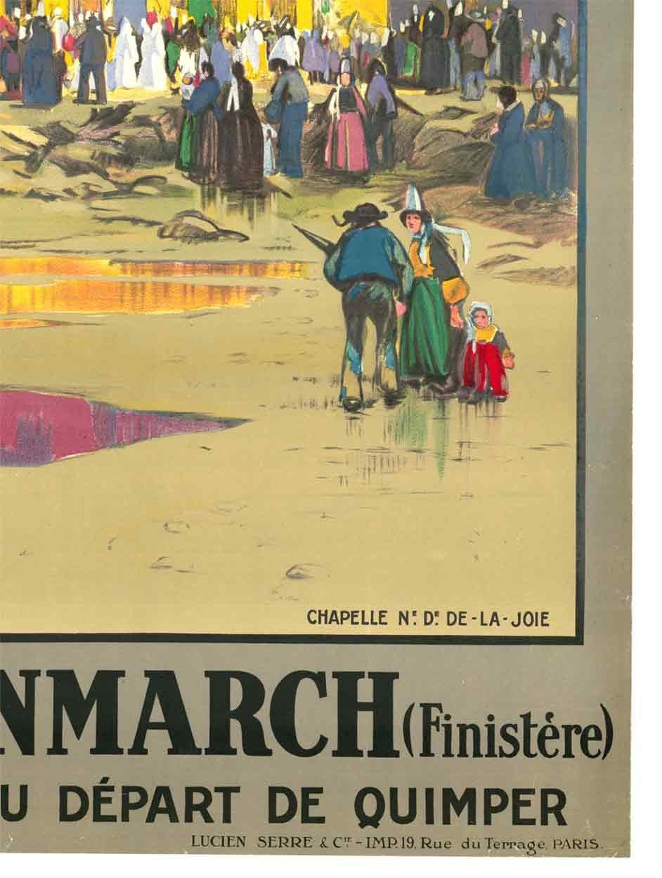Original-Poster:  Pointe de Penmarch (Finistere).   Circuit Automobile au Depart de Quimper.   Künstler:  ALO, (Charles Hallo) 1884-1969.   Archivierungsfähiges Leinen auf der Rückseite und bereit zum Einrahmen.   Steinlithografie, gedruckt 1926. 