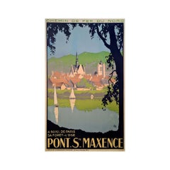 Original poster of Pont Ste Maxence for the Chemin de Fer du Nord by Alo