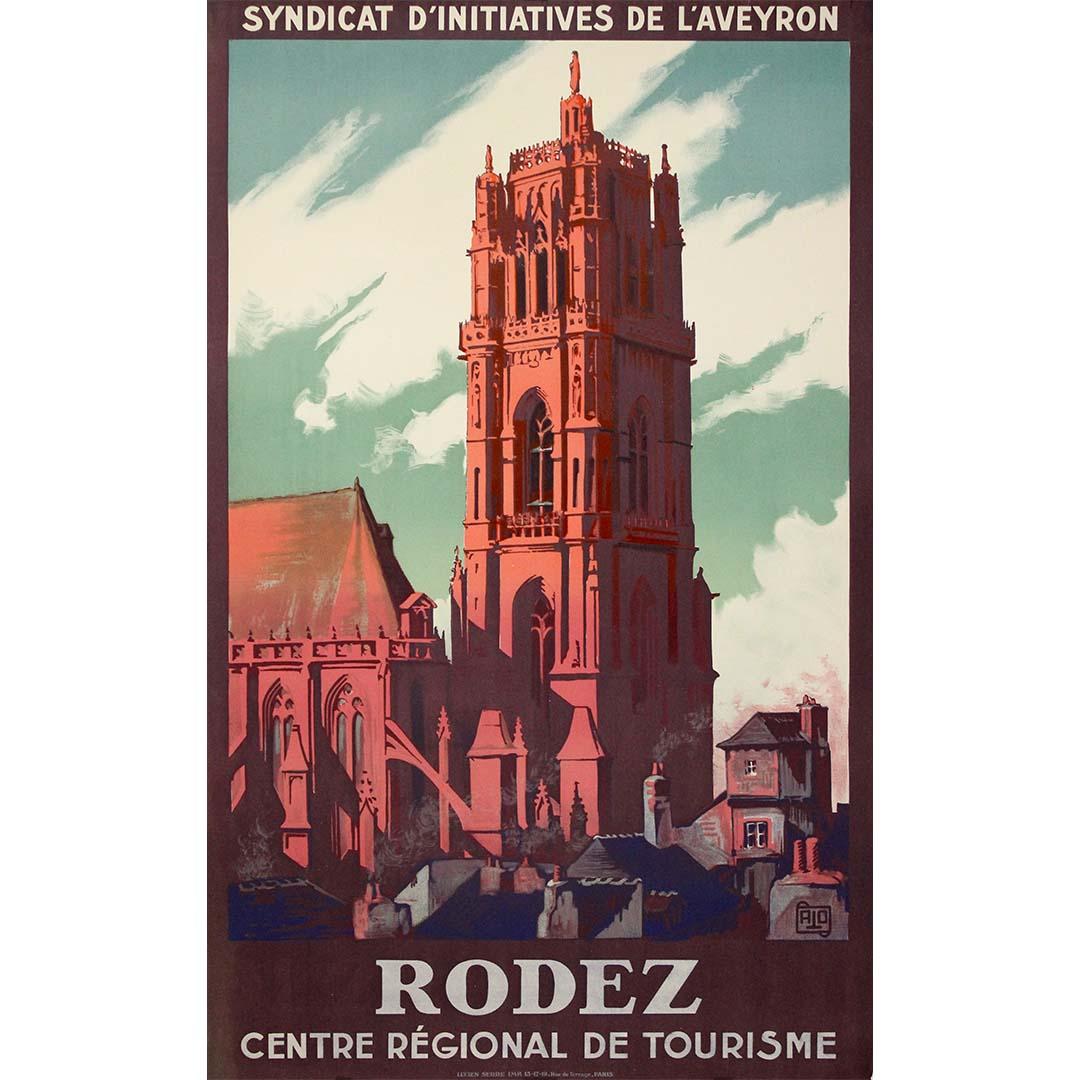 ALO (Charles Jean Hallo) Print - Original travel poster by Alo Cathedral of Notre-Dame de Rodez Aveyron