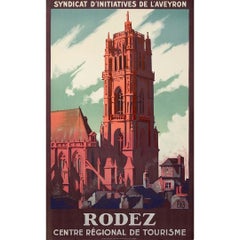 Original travel poster by Alo Cathedral of Notre-Dame de Rodez Aveyron